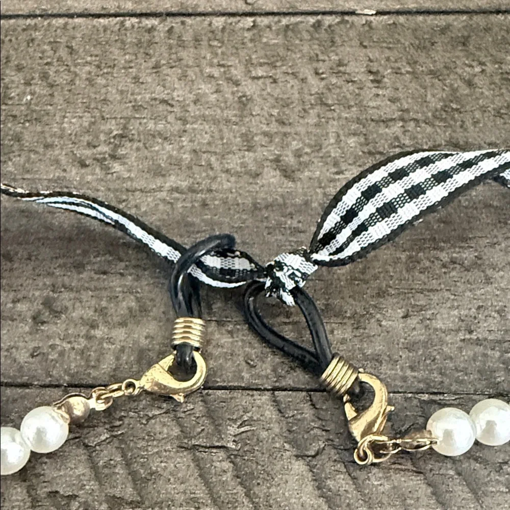 Repurposed Faux Pearl Necklace with Ribbon Accent - Picture 3 of 4